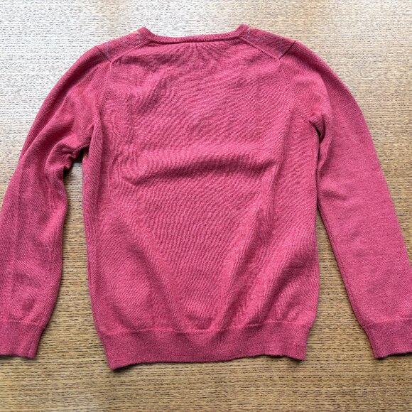 LACOSTE Pink and Orange Pattern V-Neck Sweater - Picture 3 of 5
